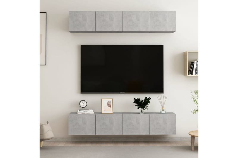 TV-benker 4 stk betonggrå 80x30x30 cm sponplate - Grå - Møbler - Mediamøbel & tv møbel - TV-skap