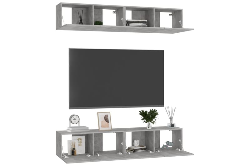 TV-benker 4 stk betonggrå 80x30x30 cm sponplate - Grå - Møbler - Mediamøbel & tv møbel - TV-skap
