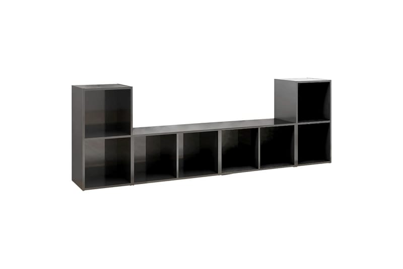 TV-benker 4 stk høyglans grå 72x35x36,5 cm sponplate - Grå - Møbler - Mediamøbel & tv møbel - TV-skap