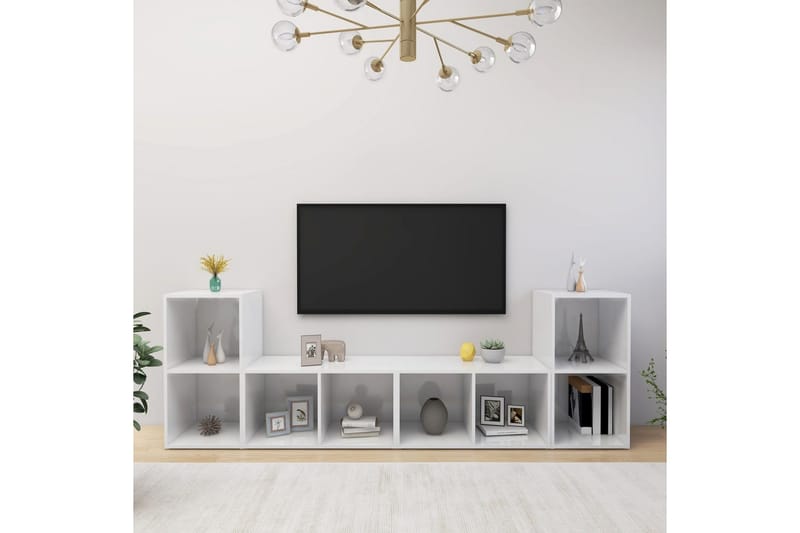 TV-benker 4 stk høyglans hvit 72x35x36,5 cm sponplate - Hvit - TV-skap