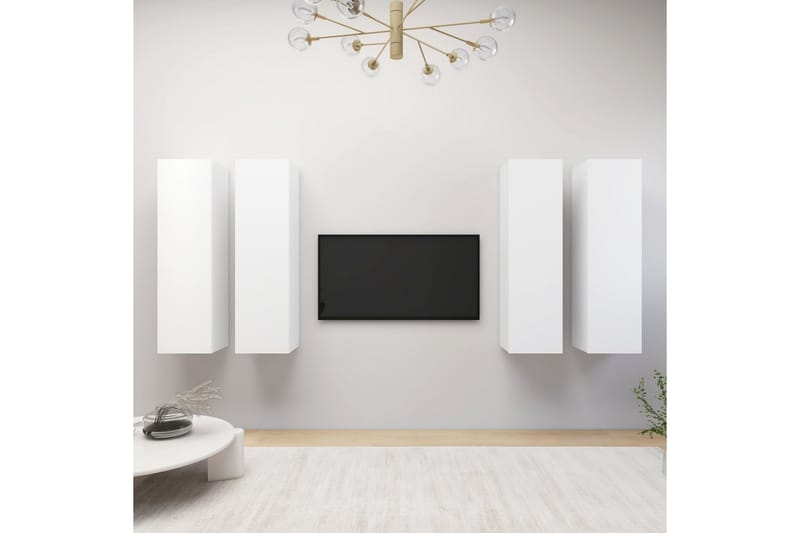 TV-benker 4 stk hvit 30,5x30x110 cm sponplate - Hvit - TV-skap