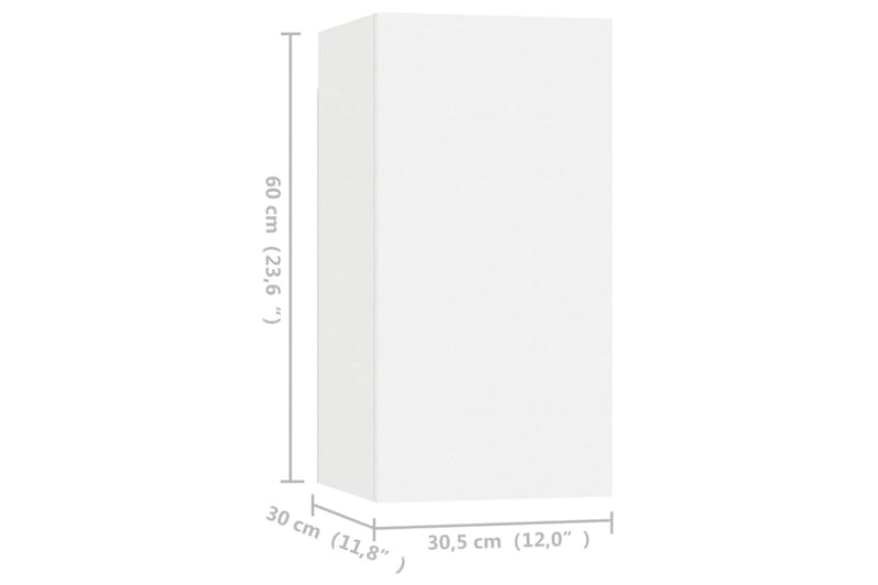 TV-benker 4 stk hvit 30,5x30x60 cm sponplate - Hvit - TV-skap