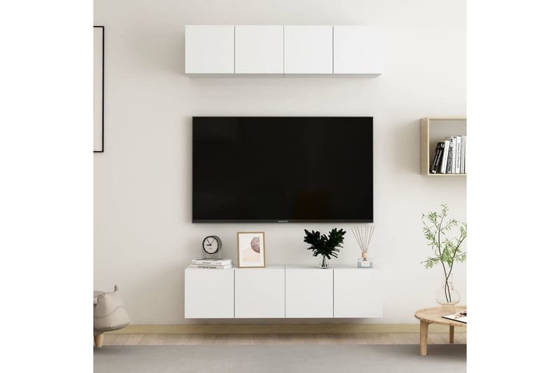 TV-benker 4 stk hvit 60x30x30 cm sponplate - Hvit - TV-skap