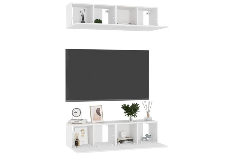 TV-benker 4 stk hvit 60x30x30 cm sponplate - Hvit - Møbler - Mediamøbel & tv møbel - TV-skap
