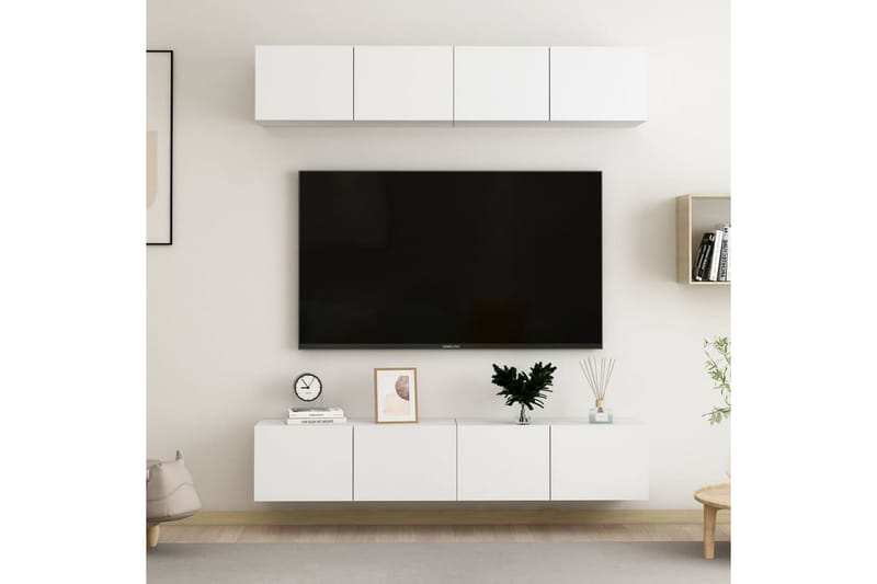 TV-benker 4 stk hvit 80x30x30 cm sponplate - Hvit - Møbler - Mediamøbel & tv møbel - TV-skap