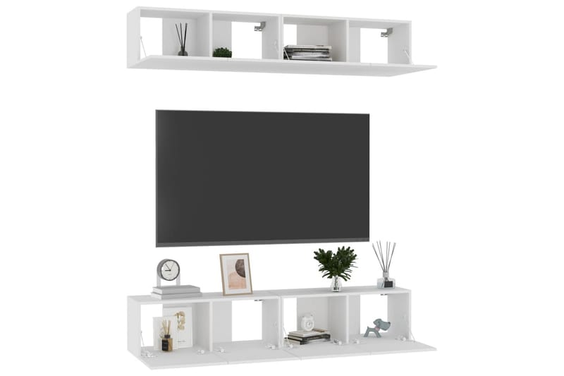 TV-benker 4 stk hvit 80x30x30 cm sponplate - Hvit - TV-skap