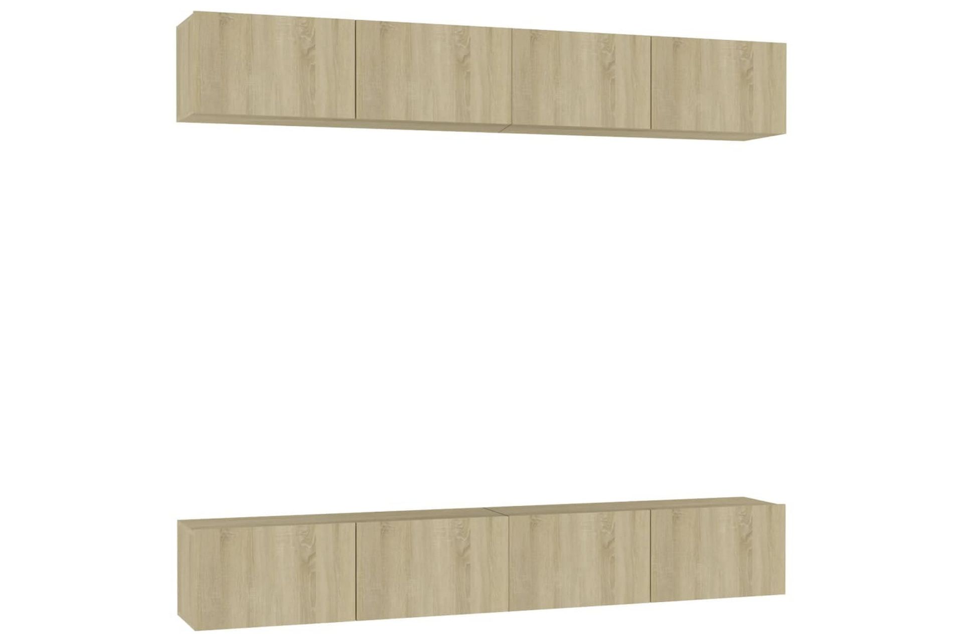 TV-benker 4 stk hvit og sonoma eik 100x30x30 cm sponplate - Brun - Møbler - Mediamøbel & tv møbel - TV-skap