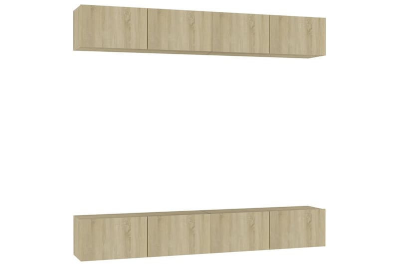 TV-benker 4 stk hvit og sonoma eik 100x30x30 cm sponplate - Brun - Møbler - Mediamøbel & tv møbel - TV-skap