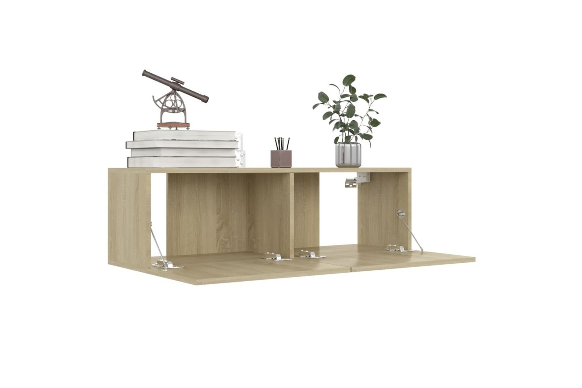 TV-benker 4 stk hvit og sonoma eik 100x30x30 cm sponplate - Brun - Møbler - Mediamøbel & tv møbel - TV-skap