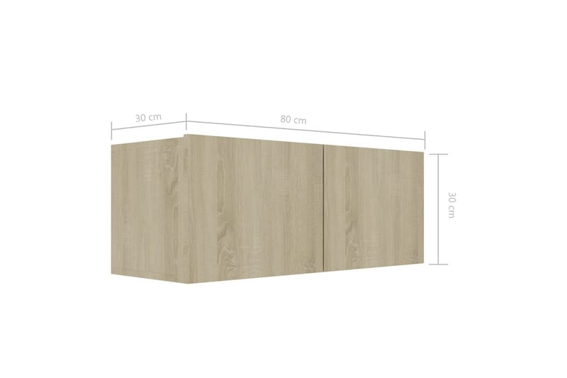 TV-benker 4 stk hvit og sonoma eik 80x30x30 cm sponplate - Brun - Møbler - Mediamøbel & tv møbel - TV-skap