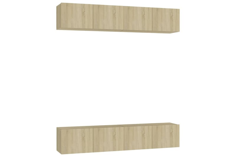 TV-benker 4 stk hvit og sonoma eik 80x30x30 cm sponplate - Brun - Møbler - Mediamøbel & tv møbel - TV-skap