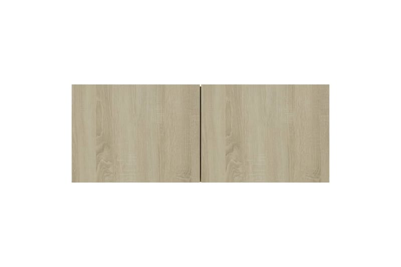 TV-benker 4 stk hvit og sonoma eik 80x30x30 cm sponplate - Brun - Møbler - Mediamøbel & tv møbel - TV-skap