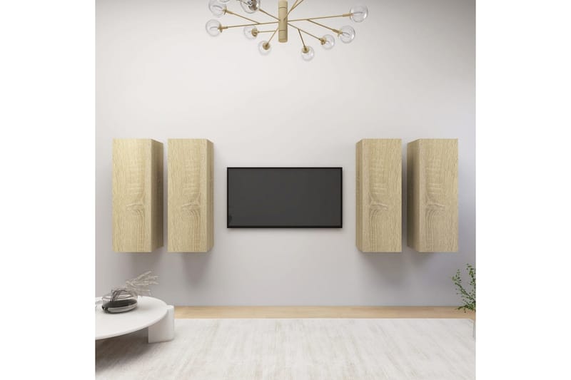 TV-benker 4 stk sonoma eik 30,5x30x90 cm sponplate - Brun - Møbler - Mediamøbel & tv møbel - TV-skap