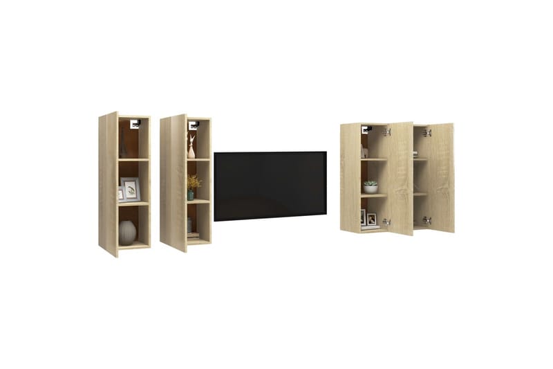 TV-benker 4 stk sonoma eik 30,5x30x90 cm sponplate - Brun - Møbler - Mediamøbel & tv møbel - TV-skap