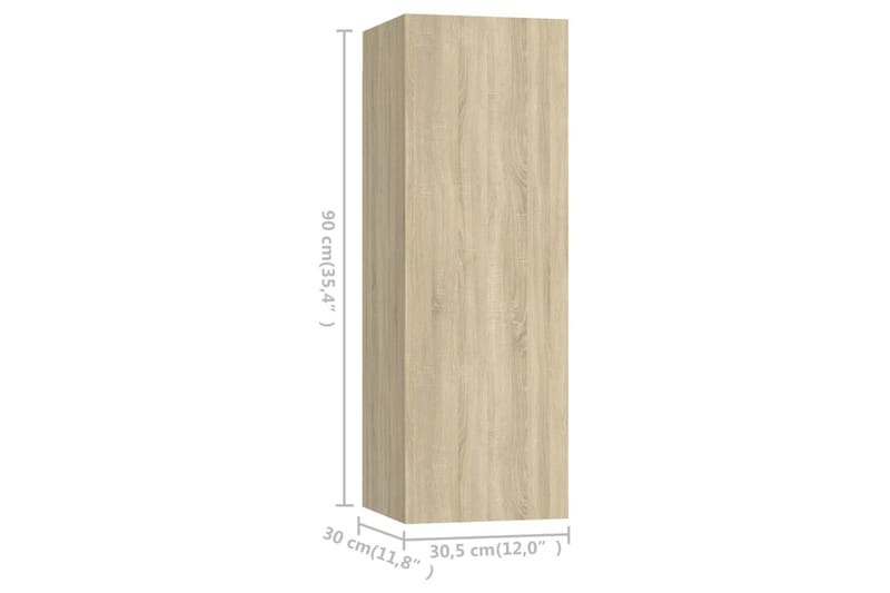 TV-benker 4 stk sonoma eik 30,5x30x90 cm sponplate - Brun - Møbler - Mediamøbel & tv møbel - TV-skap