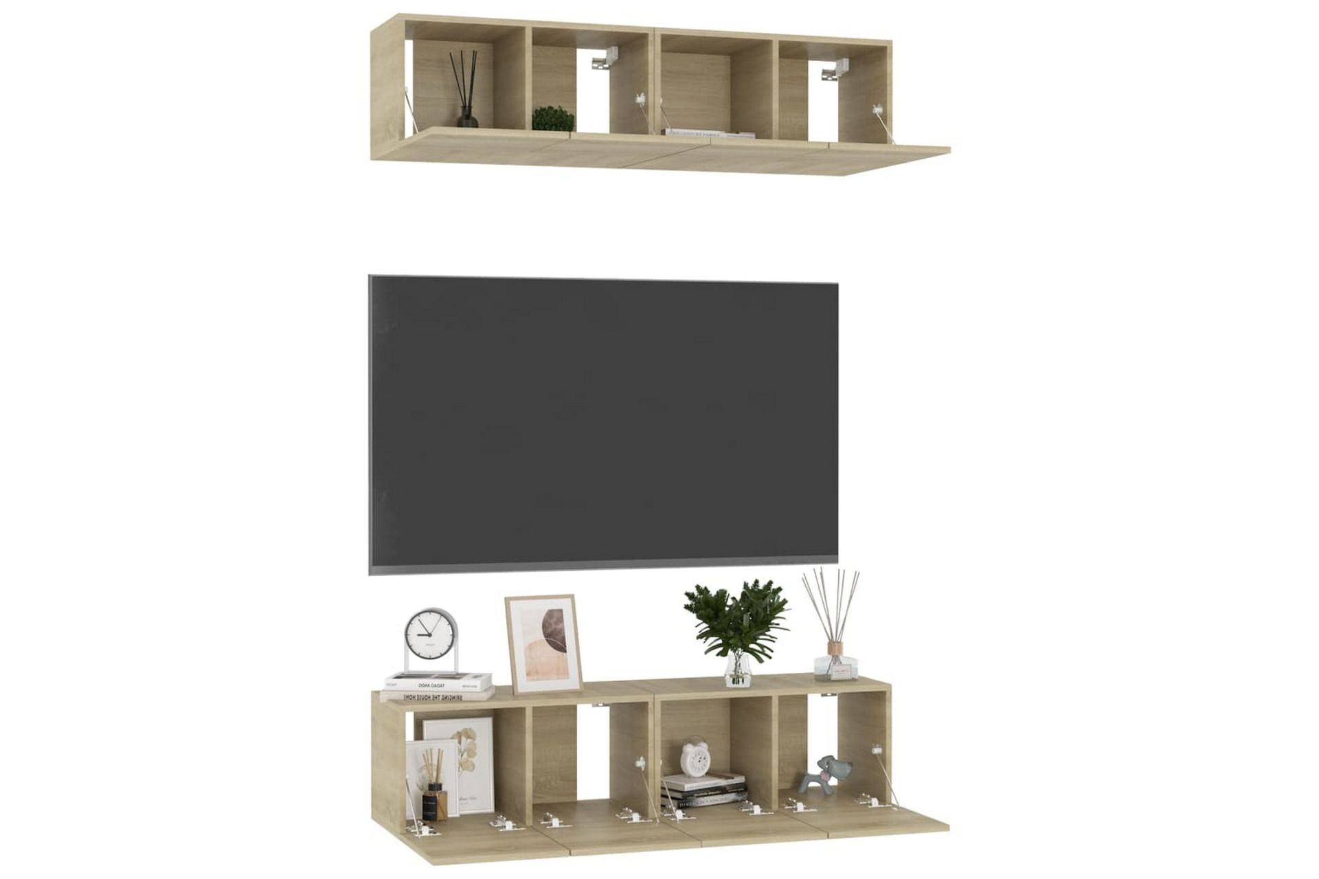 TV-benker 4 stk sonoma eik 60x30x30 cm sponplate - Brun - Møbler - Mediamøbel & tv møbel - TV-skap