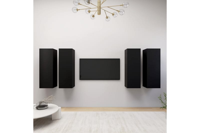 TV-benker 4 stk svart 30,5x30x90 cm sponplate - Svart - Møbler - Mediamøbel & tv møbel - TV-skap