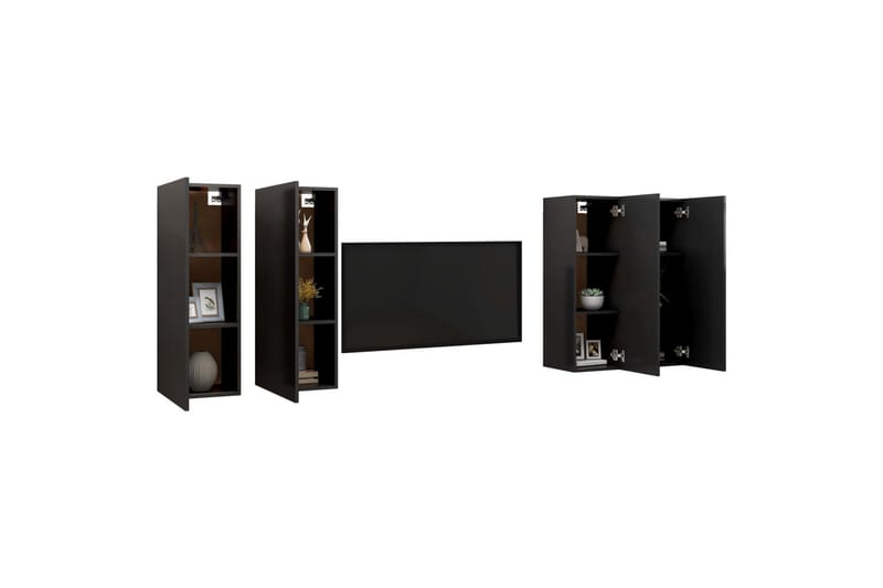 TV-benker 4 stk svart 30,5x30x90 cm sponplate - Svart - Møbler - Mediamøbel & tv møbel - TV-skap