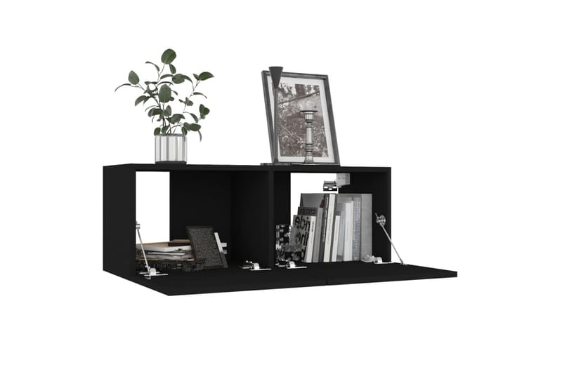 TV-benker 4 stk svart 80x30x30 cm sponplate - Svart - Møbler - Mediamøbel & tv møbel - TV-skap