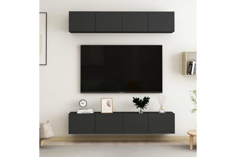 TV-benker 4 stk svart 80x30x30 cm sponplate - Svart - Møbler - Mediamøbel & tv møbel - TV-skap