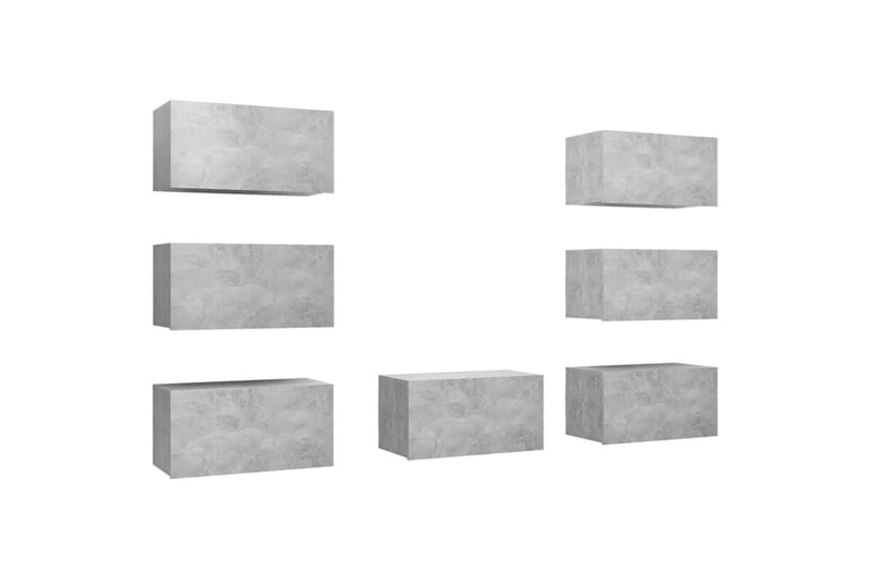 TV-benker 7 stk betonggrå 30,5x30x60 cm sponplate - Grå - Møbler - Mediamøbel & tv møbel - TV-skap