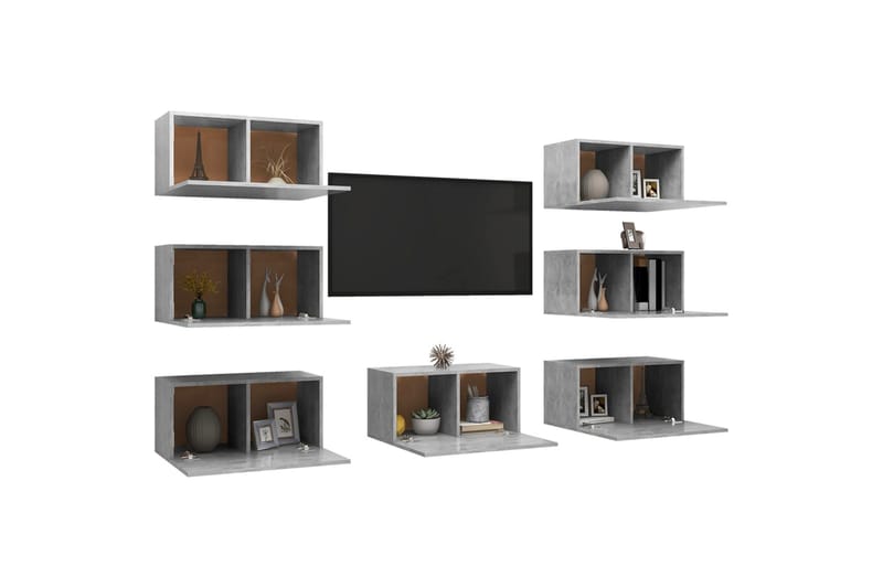 TV-benker 7 stk betonggrå 30,5x30x60 cm sponplate - Grå - Møbler - Mediamøbel & tv møbel - TV-skap