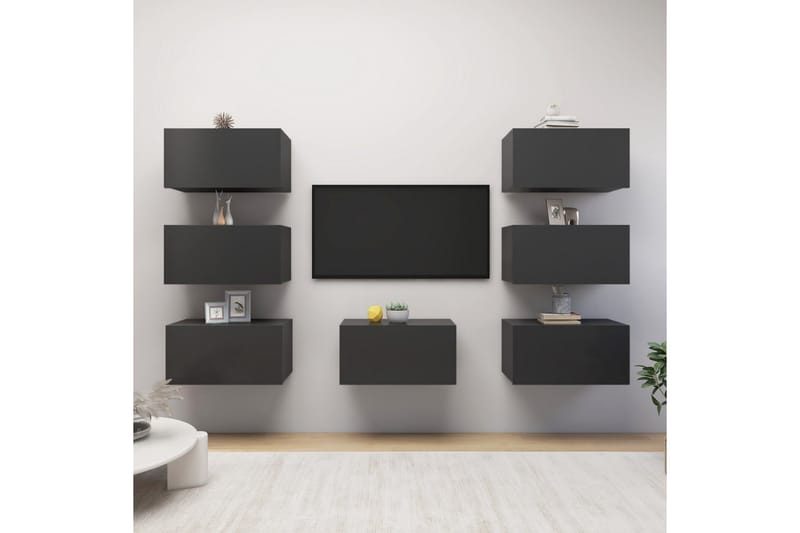 TV-benker 7 stk grå 30,5x30x60 cm sponplate - Grå - Møbler - Mediamøbel & tv møbel - TV-skap