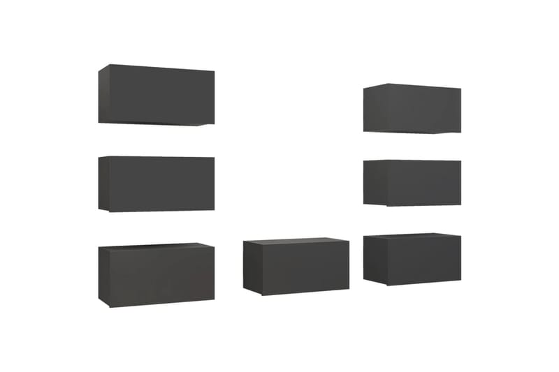 TV-benker 7 stk grå 30,5x30x60 cm sponplate - Grå - Møbler - Mediamøbel & tv møbel - TV-skap