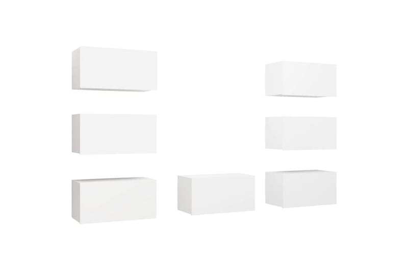 TV-benker 7 stk hvit 30,5x30x60 cm sponplate - Hvit - Møbler - Mediamøbel & tv møbel - TV-skap