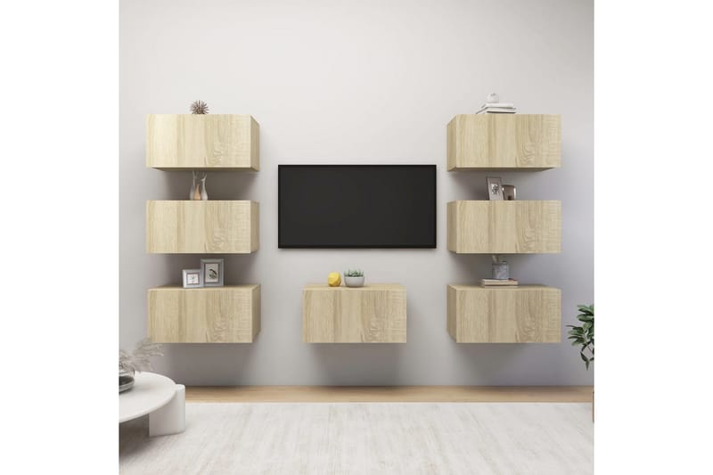 TV-benker 7 stk sonoma eik 30,5x30x60 cm sponplate - Brun - Møbler - Mediamøbel & tv møbel - TV-skap