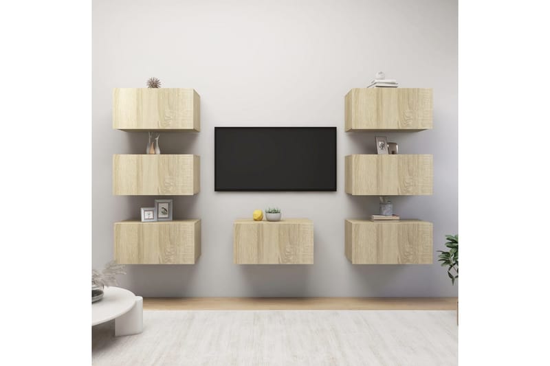 TV-benker 7 stk sonoma eik 30,5x30x60 cm sponplate - Brun - TV-skap