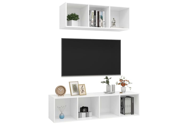 TV-benksett 2 deler hvit sponplate - Hvit - Møbler - Mediamøbel & tv møbel - TV-skap