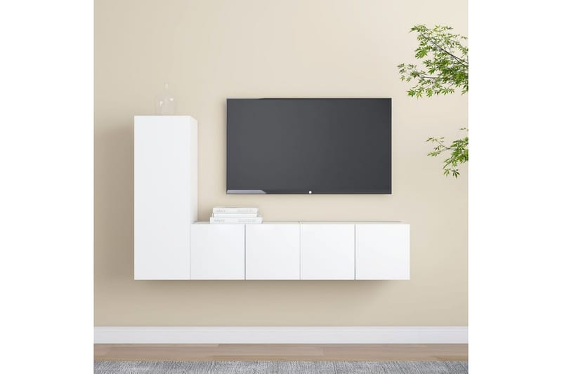 TV-benksett 3 deler hvit sponplate - Hvit - Møbler - Mediamøbel & tv møbel - TV-skap