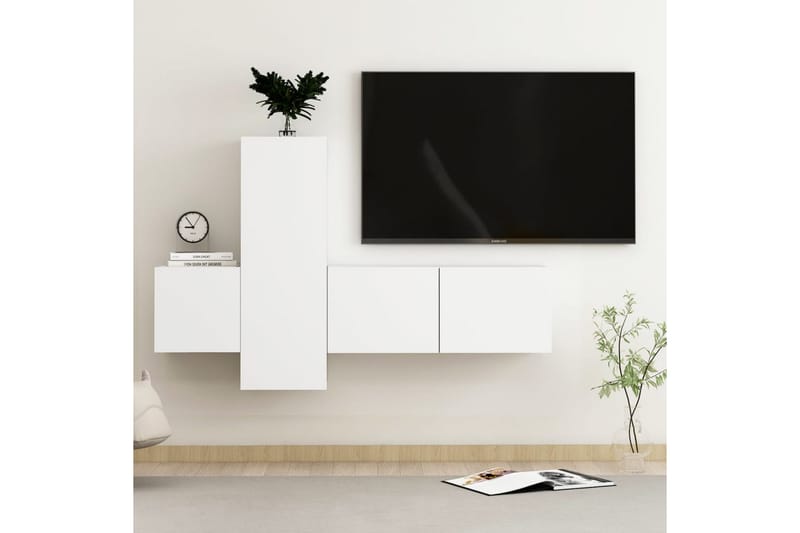 TV-benksett 3 deler hvit sponplate - Hvit - Møbler - Mediamøbel & tv møbel - TV-skap