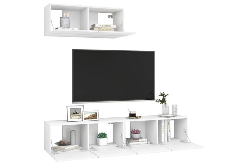 TV-benksett 3 deler hvit sponplate - Hvit - Møbler - Mediamøbel & tv møbel - TV-skap
