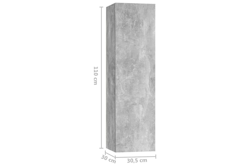 TV-benksett 4 deler betonggrå sponplate - Grå - TV-skap