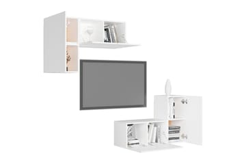 TV-benksett 4 deler hvit sponplate - Hvit - Møbler - Mediamøbel & tv møbel - TV-skap