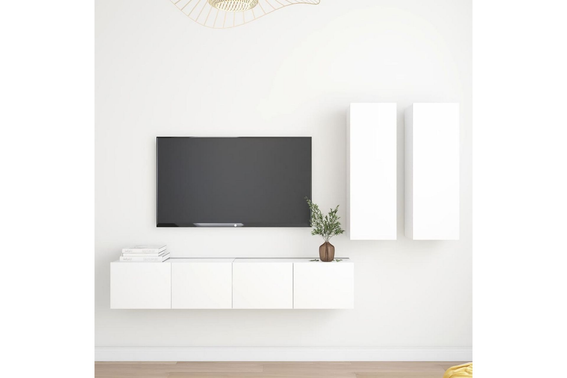 TV-benksett 4 deler hvit sponplate - Hvit - Møbler - Mediamøbel & tv møbel - TV-skap
