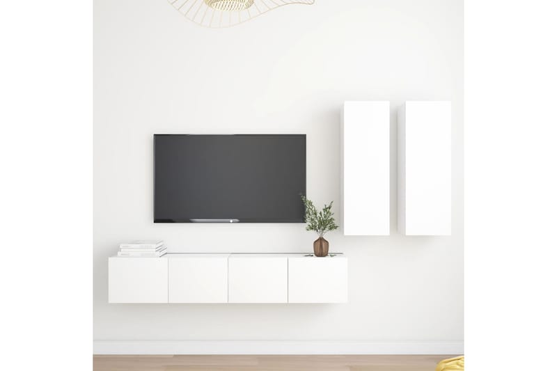TV-benksett 4 deler hvit sponplate - Hvit - Møbler - Mediamøbel & tv møbel - TV-skap