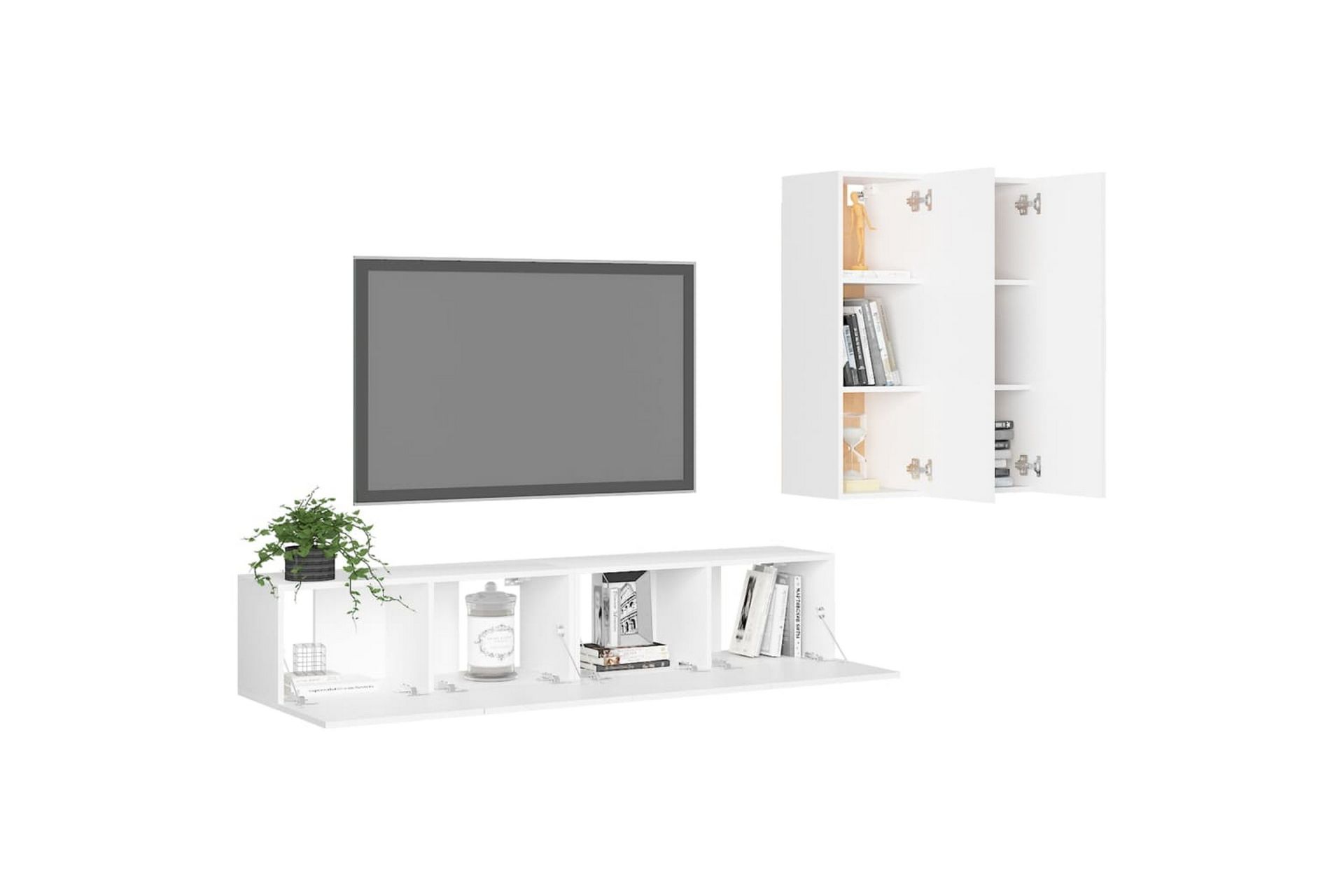 TV-benksett 4 deler hvit sponplate - Hvit - Møbler - Mediamøbel & tv møbel - TV-skap
