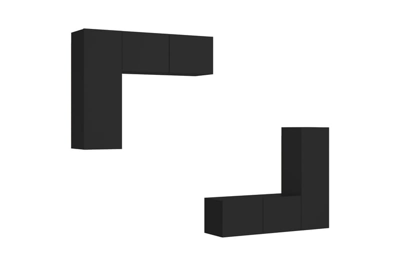 TV-benksett 4 deler svart sponplate - Svart - Møbler - Mediamøbel & tv møbel - TV-skap