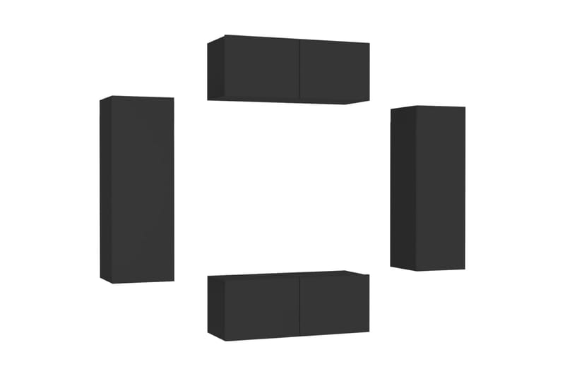 TV-benksett 4 deler svart sponplate - Svart - Møbler - Mediamøbel & tv møbel - TV-skap