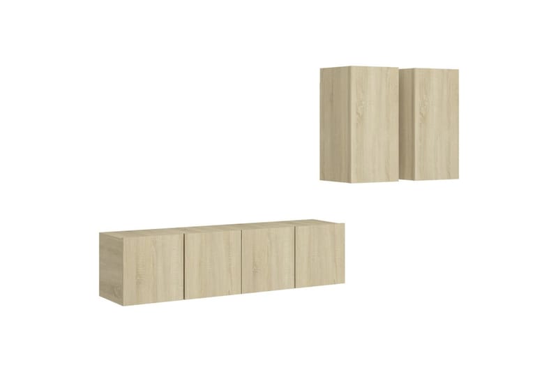 TV-benksett 4 stk sonoma eik sponplate - Brun - Møbler - Mediamøbel & tv møbel - TV-skap
