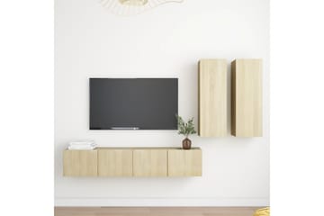TV-benksett 4 stk sonoma eik sponplate - Brun - Møbler - Mediamøbel & tv møbel - TV-skap