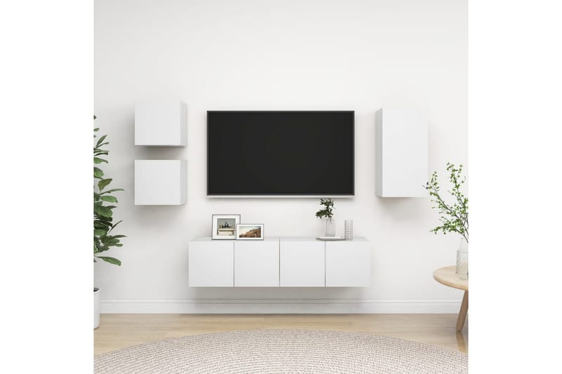 TV-benksett 5 deler hvit sponplate - Hvit - Møbler - Mediamøbel & tv møbel - TV-skap