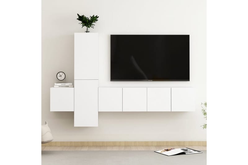 TV-benksett 5 deler hvit sponplate - Hvit - Møbler - Mediamøbel & tv møbel - TV-skap