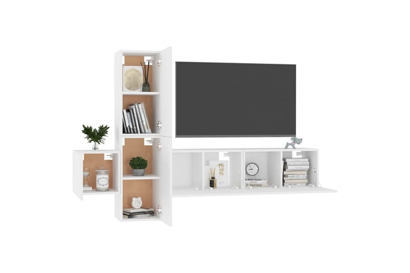 TV-benksett 5 deler hvit sponplate - Hvit - Møbler - Mediamøbel & tv møbel - TV-skap