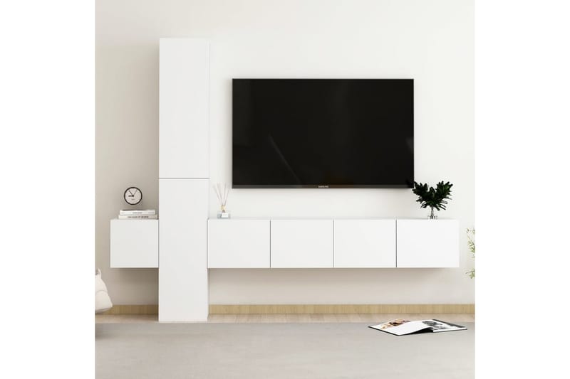 TV-benksett 5 deler hvit sponplate - Hvit - Møbler - Mediamøbel & tv møbel - TV-skap