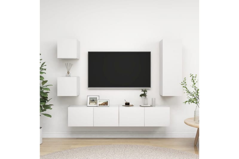 TV-benksett 5 deler hvit sponplate - Hvit - Møbler - Mediamøbel & tv møbel - TV-skap