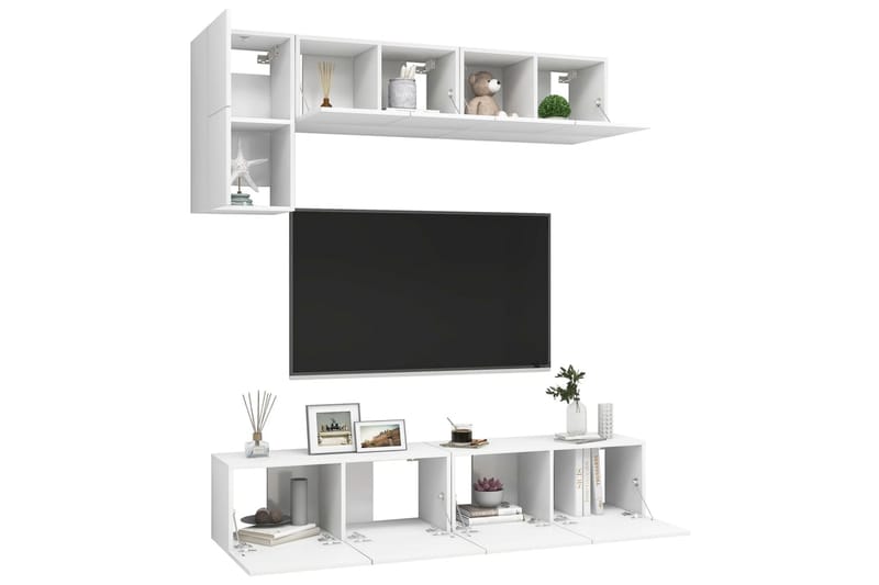 TV-benksett 5 deler hvit sponplate - Hvit - Møbler - Mediamøbel & tv møbel - TV-skap